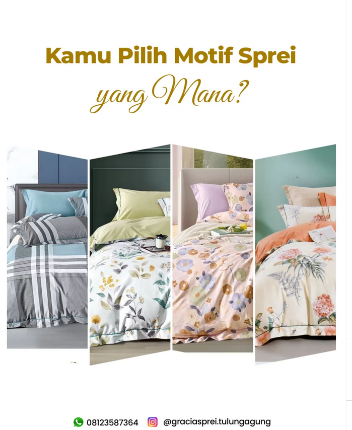 <p>&nbsp;Kamu Pilih Motif Sprei yang Mana? Bunga, 